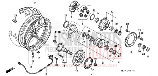 ROUE ARRIERE VFR800A2 de 2002